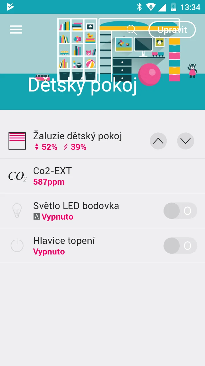 TapHome – přehled místností